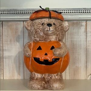 Creepy Critters Bear Pumpkin Halloween Ceramic‎ Cookie Jar Spooky Decor